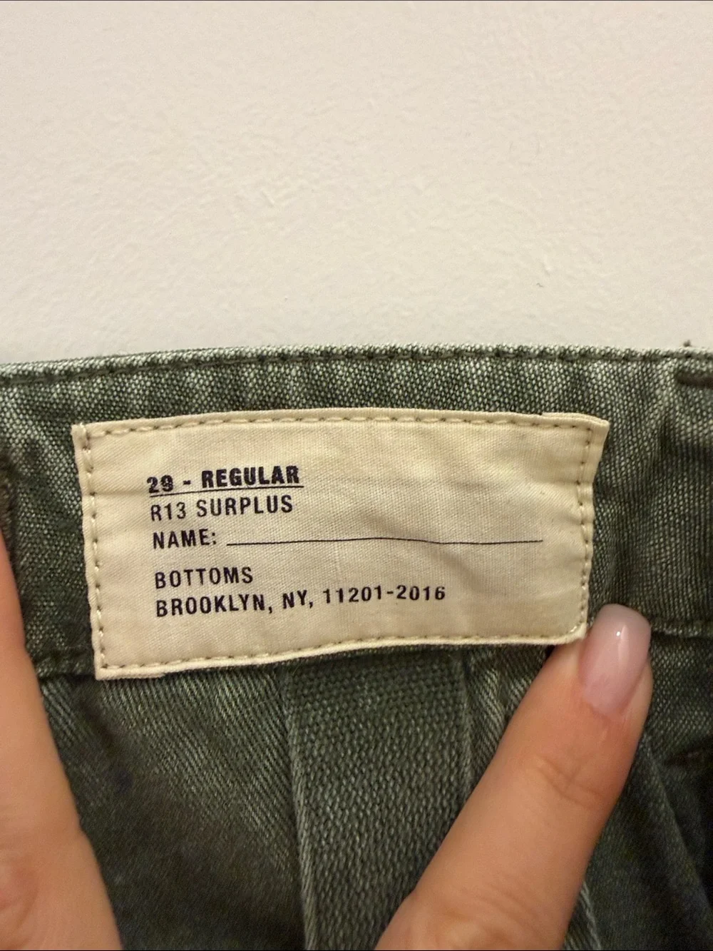 R13 unisex Olive Green Cargo Pants - Classic Utility Style